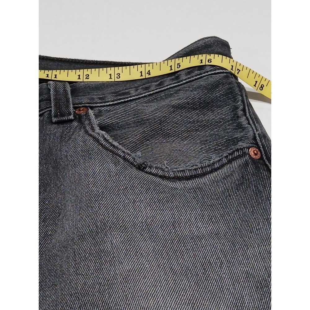 Levi's 501 Black Faded Jeans 36x30 Button Fly Distressed Y2K Grunge - Picture 11 of 16